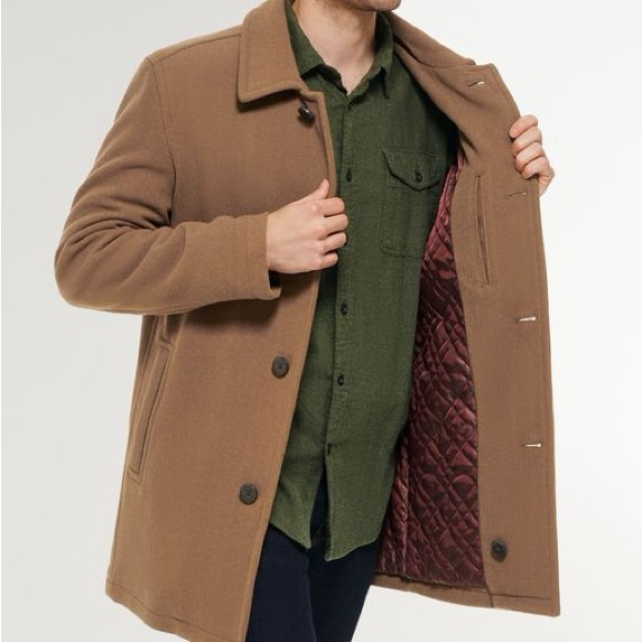 Brand New with Tags Cole Haan Men's Car Coat Wool Blended Caramel Color Size M - Picture 16 of 16